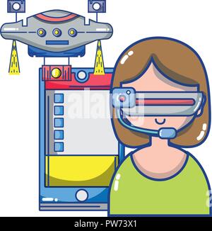 FPV goggles technology cartoons Stock Vector