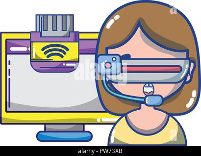 FPV goggles technology cartoons Stock Vector