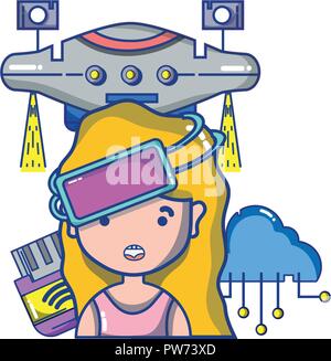 FPV goggles technology cartoons Stock Vector