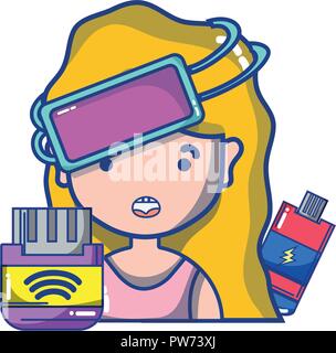 FPV goggles technology cartoons Stock Vector