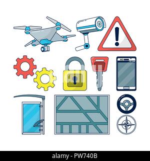 Set of Autonomous Car icons Stock Vector