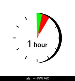 On the watch face green and red marked sector 1 hour Stock Vector