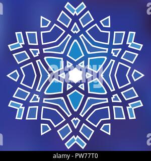 Blue Mosaic Hexagon Snowflake vector sign on gradient background Stock Vector