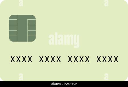 Green generic credit card icon with fake number Stock Vector