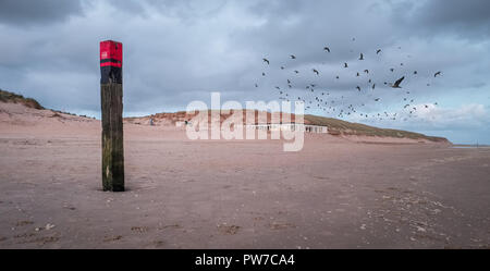 Illustration shows poles typical for the beaches of Texel, the Netherlands. Stock Photo