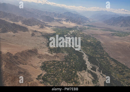 View of the Indus River Valley from above, Ladakh, India Stock Photo