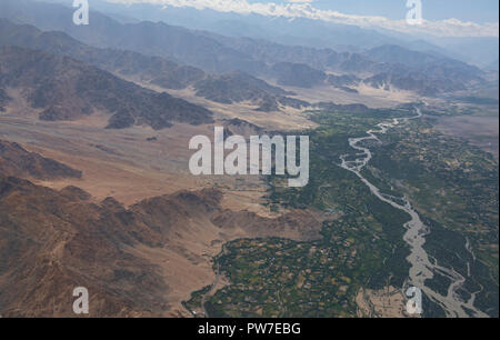 View of the Indus River Valley from above, Ladakh, India Stock Photo