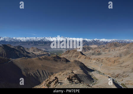 The Stok Range, with Stok Kangri (6123m), seen from the Khardung La Pass, Ladakh, India Stock Photo