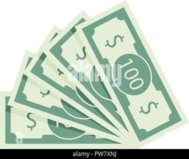 Fan of banknotes vector one hundred dollars. Bill money currency, finance dollar illustration. Fivescore money cash for business design and gui Stock Vector