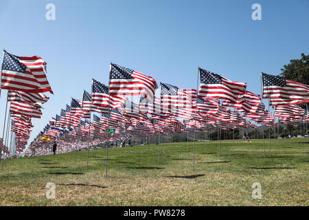 9/11 Memorial and 'Waves of Flags' at Pepperdine University in Malibu, California. This was the 11th Annual 'Waves of Flags' that featured a display of 2,977 flags and a memorial service in honor of the 9/11 victims.  Featuring: Atmosphere Where: Los Angeles, California, United States When: 11 Sep 2018 Credit: Sheri Determan/WENN.com Stock Photo