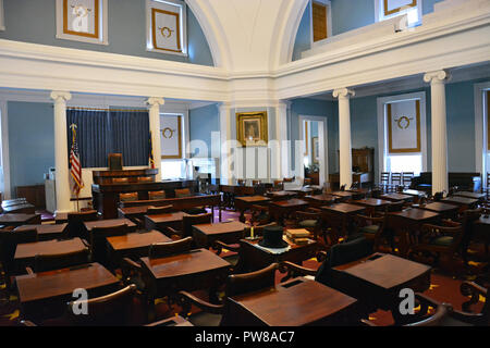 Inside the former Senate Chamber at the North Carolina state capitol building in Raleigh. Stock Photo