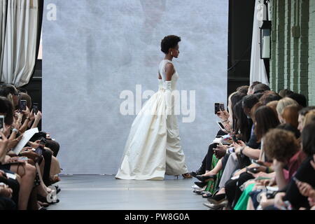 Model walks runway for Amsale collection by Amsale Aberra during bridal week at EZ Studio Stock Photo Alamy