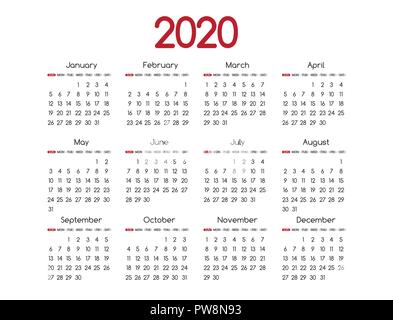 2019 new year vector red calendar modern simple design with round san serif font,Holiday event planner,Week Starts Sunday Stock Vector