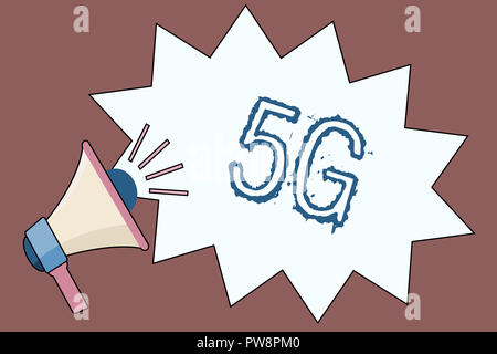 Handwriting text 5G. Concept meaning Next generation of mobile networks after the 4G LTE Fast speed connection. Stock Photo