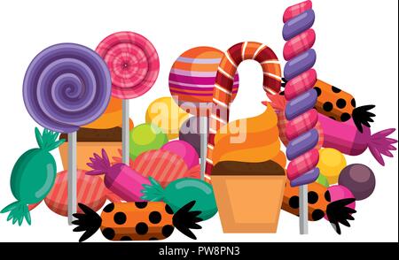 sweet candies set icons Stock Vector
