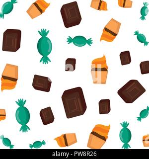 sweet chocolate cubes and cupcakes pattern Stock Vector