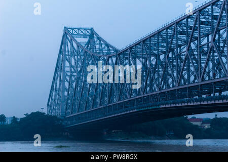 View of historic Second Howrah Bridge on Hooghly river Kolkata India Stock Photo