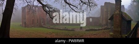 UK Furness Abbey. Panoramic view of Furness Abbey in Barrow In Furness Cumbria UK. Stock Photo