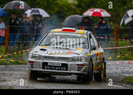 Bertie Fisher in the Subaru Impreza 555 leads at the Manx Rally round ...