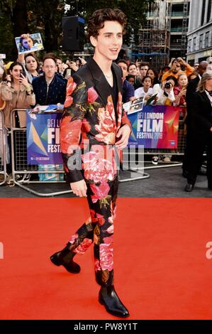 London, UK. 13th October 2018. Timothee Chalamet,'Beautiful Boy' -European Premiere,BFI London Film Festival,Cineworld Leicester Square,London.UK Credit: michael melia/Alamy Live News Stock Photo