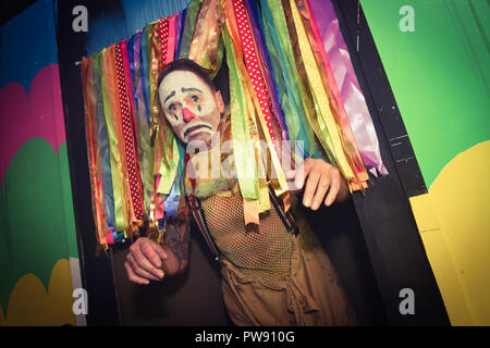 Margate, UK. 13th October 2018. Halloween shocks and scares with actors in costumes at the launch of Screamland at Dreamland in Margate. Credit: Thomas Faull/Alamy Live News Stock Photo