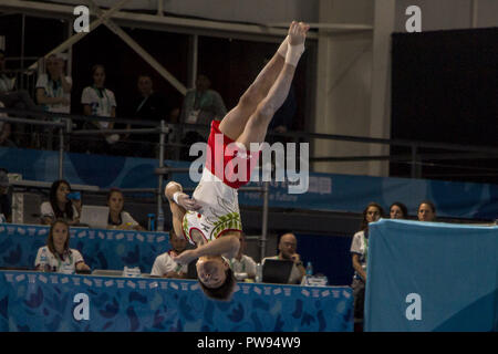 Buenos Aires, Buenos Aires, Argentina. 13th Oct, 2018. The Japanese gymnast Kitazono Takeru in his presentation at the final of Male Artistic Gymnastics won the Gold Medal in the specialty floor of the Olympic Games of Youth 2018. Credit: Roberto Almeida Aveledo/ZUMA Wire/Alamy Live News Stock Photo