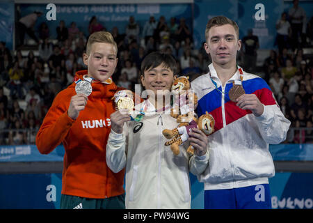 Buenos Aires, Buenos Aires, Argentina. 13th Oct, 2018. The Japanese gymnast Kitazono Takeru of Artistic Male Gymnastics achieved the Gold Medal in the specialty floor of the 2018 Youth Olympic Games. Credit: Roberto Almeida Aveledo/ZUMA Wire/Alamy Live News Stock Photo