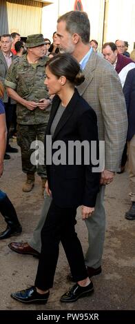 REYES MALLORCA RIADA INUNDACIONES   FELIPE DE BORBON Y GRECIA;FELIPE DE BORBON;LETIZIA ORTIZ ROCASOLANO;LETIZIA ORTIZ;  13/10/2018   Spanish King Felipe VI and Queen Letizia visit Sant LLorenc des Cardassar devastated by flash floods . Sant LLorenc des Cardassar. Mallorca, Spain, 12-10-2018    888/CordonPress Stock Photo