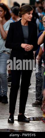 REYES MALLORCA RIADA INUNDACIONES   LETIZIA ORTIZ ROCASOLANO;LETIZIA ORTIZ;  13/10/2018   Spanish King Felipe VI and Queen Letizia visit Sant LLorenc des Cardassar devastated by flash floods . Sant LLorenc des Cardassar. Mallorca, Spain, 12-10-2018    888/CordonPress Stock Photo