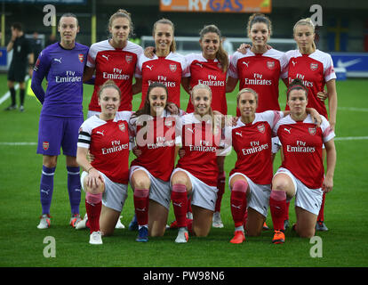 Kingston upon Thames, UK. 14 October 2018.  Arsenal Team shoot during The FA Women's Super League match between Chelsea FC Women and Arsenal at Kingsmeadow Stadium, Kingston upon Thames, England on 14 Oct 2018.  Credit Action Foto Sport Credit: Action Foto Sport/Alamy Live News Credit: Action Foto Sport/Alamy Live News Stock Photo