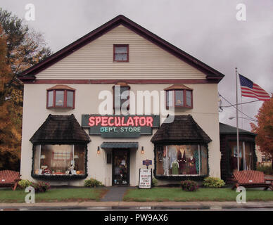 Speculator, New York, USA. October 11, 2018. The Speculator Department Store in the small village of Speculator, NY, Hamilton County in the Adirondack Stock Photo