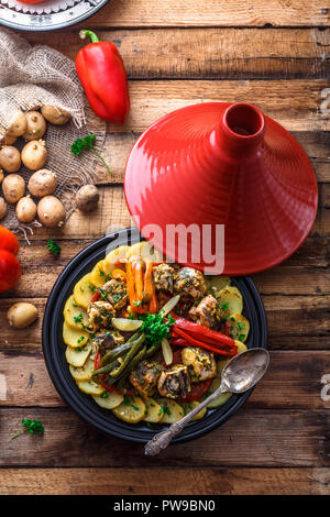 Chermoula fish tajine with bell peppers, moroccan cousine Stock Photo