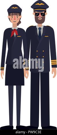 couple of pilots avatar character Stock Vector