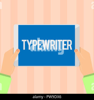 Text sign showing Typewriter. Conceptual photo Electric electronic analysisual machine with keys to type characters. Stock Photo