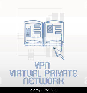 Handwriting text writing Vpn Virtual Private Network. Concept meaning Safe Encrypted connection over the Internet. Stock Photo