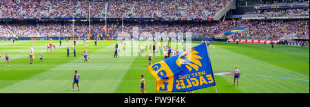 Melbourne Demons and West Coast Eagles Football Club at Optus Stadium 2018 AFL Preliminary Final Perth Western Australia. Stock Photo