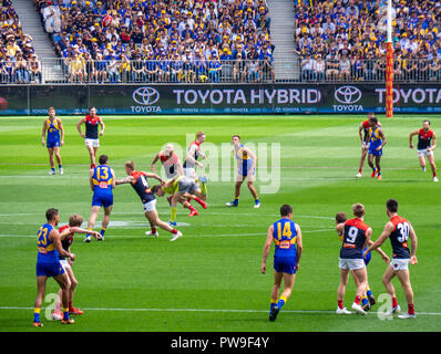 Melbourne Demons and West Coast Eagles Football Club at Optus Stadium 2018 AFL Preliminary Final Perth Western Australia. Stock Photo