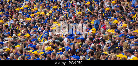 West Coast Eagles Football Club members fans and supporters at Optus Stadium 2018 AFL Preliminary Final Perth Western Australia. Stock Photo