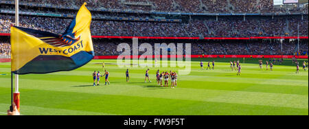 Melbourne Demons and West Coast Eagles Football Club at Optus Stadium 2018 AFL Preliminary Final Perth Western Australia. Stock Photo