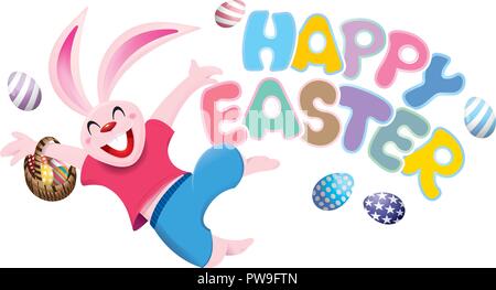 Easter day vector with a cute rabbit. Isolated. Stock Vector