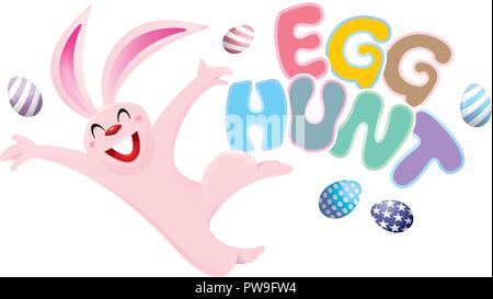 Easter day vector with a cute rabbit. Isolated. Stock Vector