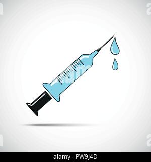 blue syringe for injection with needle icon vector illustration EPS10 Stock Vector