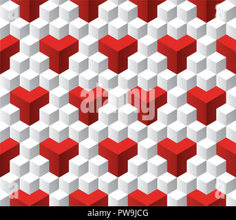 Seamless 3d isometric cube pattern background texture Stock Photo