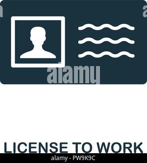 License To Work icon. Monochrome style design from business ethics icon collection. UI and UX. Pixel perfect license to work icon. For web design, apps, software, print usage. Stock Vector