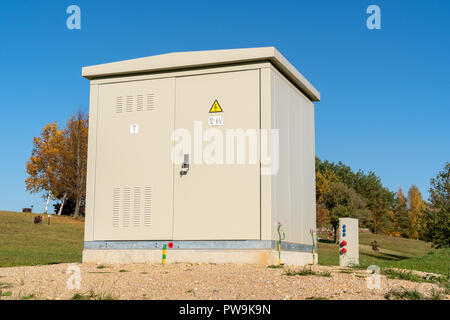 Outdoor electric control box in the park Stock Photo