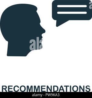 Recommendations icon. Monochrome style design from business ethics icon collection. UI and UX. Pixel perfect recommendations icon. For web design, apps, software, print usage. Stock Vector