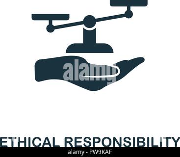 Ethical Responsibility icon. Monochrome style design from business ethics icon collection. UI and UX. Pixel perfect ethical responsibility icon. For web design, apps, software, print usage. Stock Vector