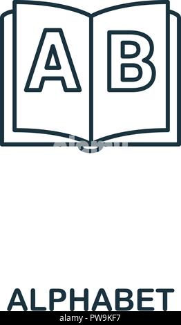 Alphabet outline icon. Creative design from school icon collection. Premium alphabet outline icon. For web design, apps, software and printing. Stock Vector