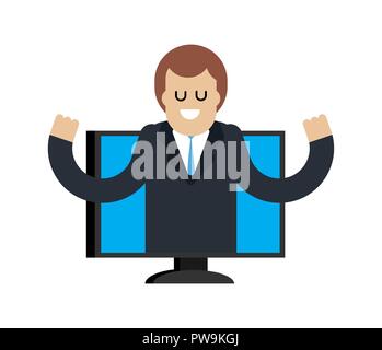 Advises client. Business help service. Online consultant. Customer service support. Hotline operator advises client Stock Vector