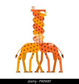 Giraffe love. Twisted Neck Two Giraffes. Vector animals Stock Vector